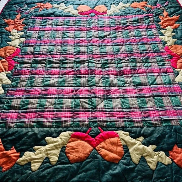 Vintage Rustic Handmade Appliqué Quilt – 52” x 52” - Picture 8 of 10